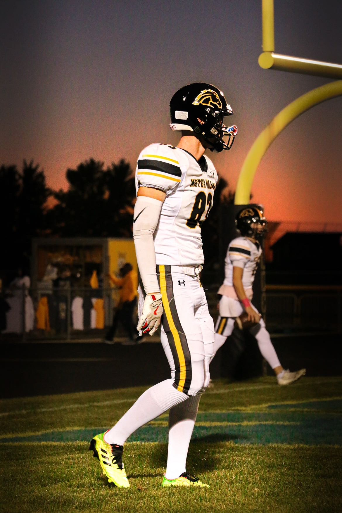 High school football player running with ball during game - Naperville sports photographer